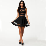 Black mesh Insert Skater Dress