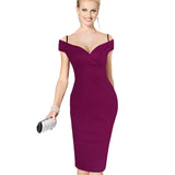 Elegant Slash Neck Midi Dress