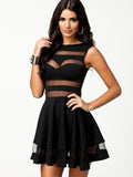 Black mesh Insert Skater Dress