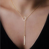 Chic Y Shaped Circle Lariat Style Necklace