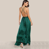 High Slit Satin Maxi Dress