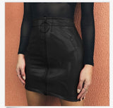 High Waist Zip Faux Leather Mini Skirt