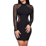 See Through Mesh Bandage Bodycon Dress