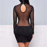 See Through Mesh Bandage Bodycon Dress