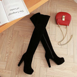 Faux Suede Over The Knee High Heel Boots