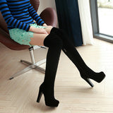 Faux Suede Over The Knee High Heel Boots