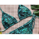 Green Snake Print Bikini