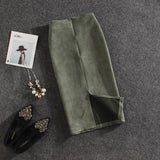 Suede Knee-Length Pencil Skirt