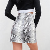 snakeskin high waist mini pencil skirt