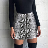 Snake Print High Waist Short Skirt