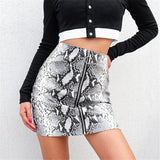 Snake Print High Waist Short Skirt