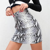 Snake Print High Waist Short Skirt