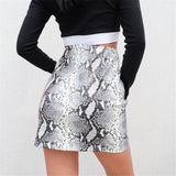 Snake Print High Waist Short Skirt