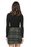 Short Zipped Plaid Khaki Skirt