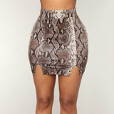 Snake SkinHigh Waist Split Mini Skirt