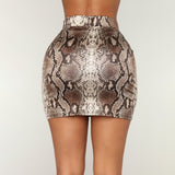 Snake SkinHigh Waist Split Mini Skirt