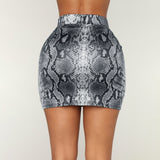 Snake SkinHigh Waist Split Mini Skirt