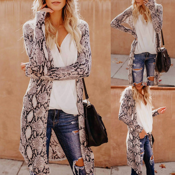 Snake Print Long Cardigan