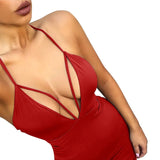 Spaghetti Strap Deep V-Neck Dress