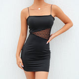 Black Mesh Patchwork Mini Dress