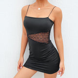 Black Mesh Patchwork Mini Dress