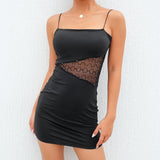 Black Mesh Patchwork Mini Dress