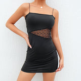 Black Mesh Patchwork Mini Dress