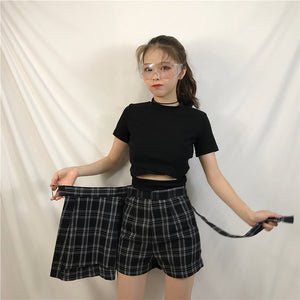 Plaid A-Line High Waist Skort