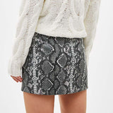 Snake Print PU Skirt