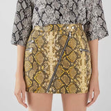 Snake Print PU Skirt