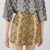 Snake Print PU Skirt