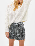 Snake Print PU Skirt