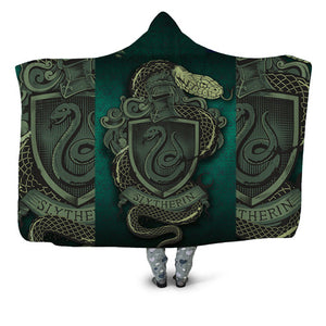 Hooded Slytherin Sherpa Wearable Blanket