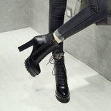 Fashion Lace Up Platform Ankle Boots