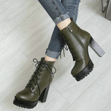 Fashion Lace Up Platform Ankle Boots