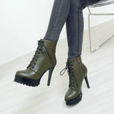 Fashion Lace Up Platform Ankle Boots