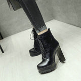 Fashion Lace Up Platform Ankle Boots